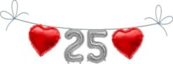 Metall Folien Ballon 25 Mit Herzen (41cm)